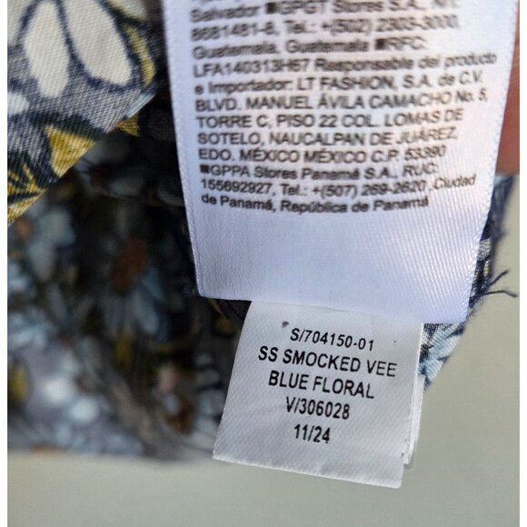 Old Navy Puff Sleeve Smocked VNeck Peplum Top Blue Floral XL Cottage Prairie NEW - Picture 10 of 10